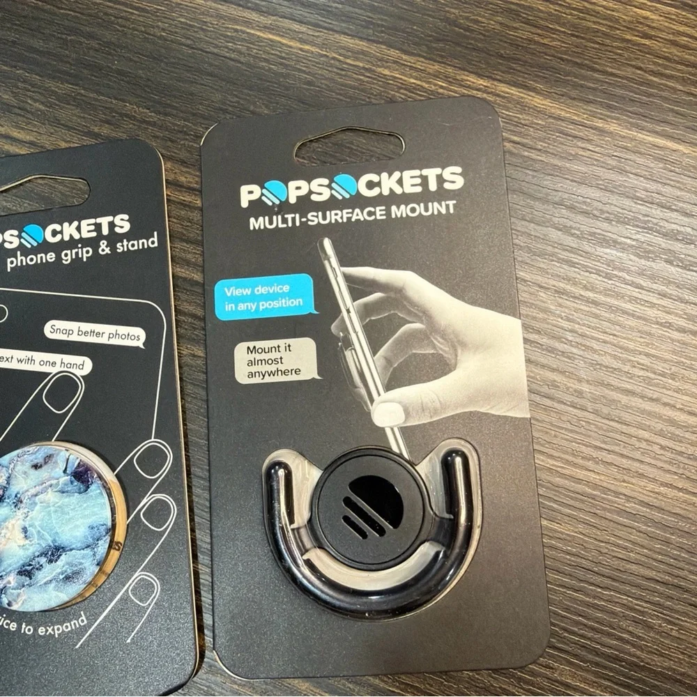 Pop Socket Phone Grip And Multi- Surface Mount Bundle Blue Marble